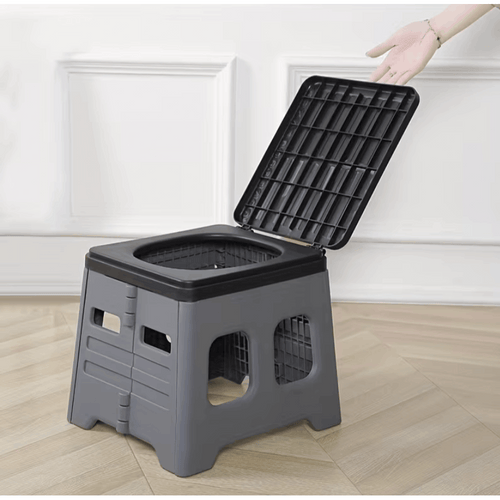 Portable Folding Emergency Toilet with Lid - Ideal for Camping, Hiking & Car Travel | Durable Material, Portable Toilet for Camping