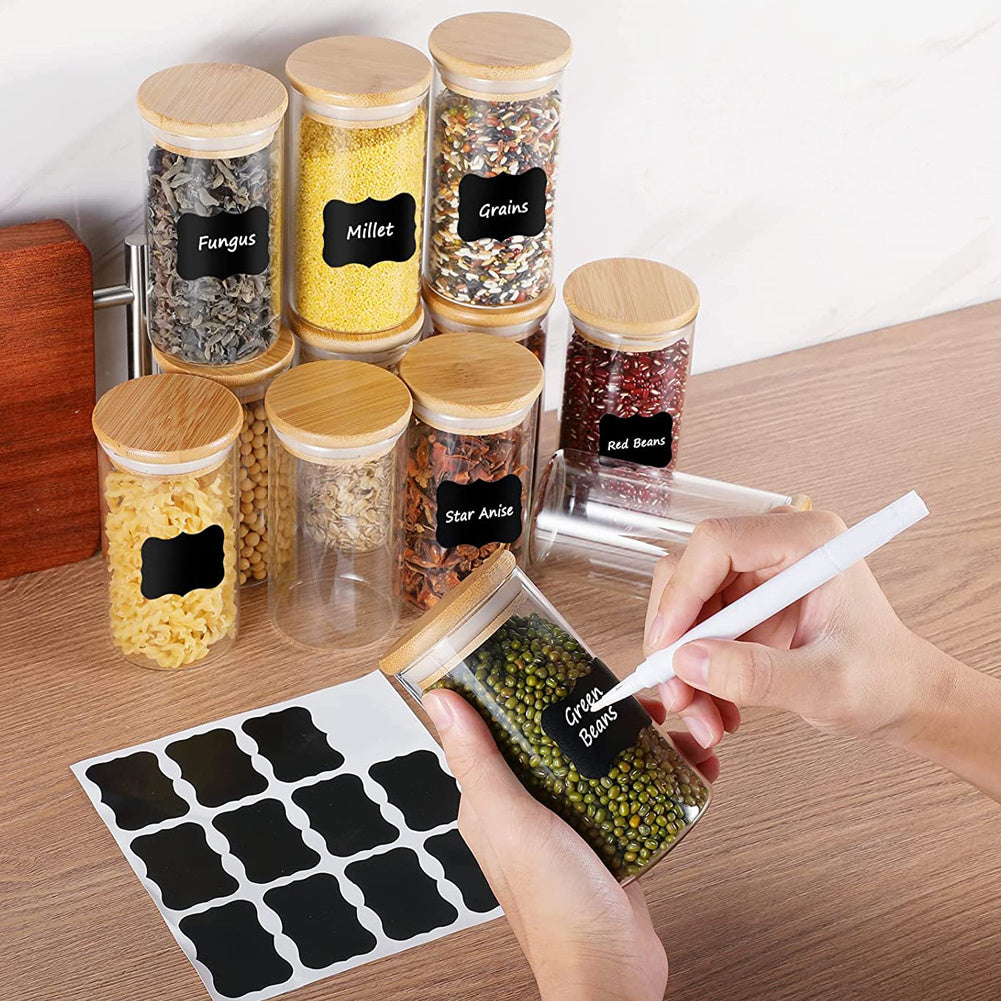 Glass Food Storage Jars With Lids Set Of 10 Glass Airtight Kitchen Food Canisters Cylinder Clear Preserving Seal Containers With Lid For Canning Cereal, Pasta, Spices Valentine's Day Gifts