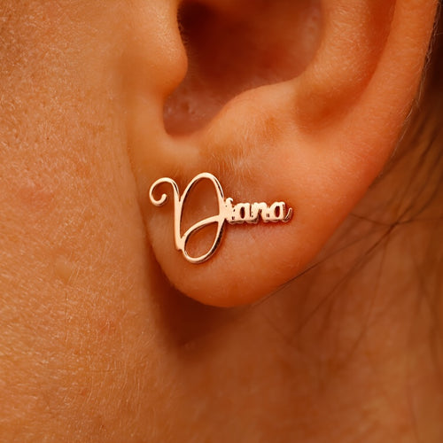 Custom Christmas Name Earrings, Stylish And Minimalist Stainless Steel Name Studs, Trendy Jewelry for Women, Christmas Gift