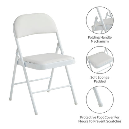 Faux Leather Folding Chairs Set of 4 with Metal Frame & Padded Seat – Foldable Dining, Office & Reception Chairs, Easy Fold & Store, 7 Colours