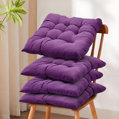 Seat Cushion Pads 4 Pack 40x40cm – Solid Colour Comfort Chair Pads for Office, Dining & Home, Prolonged Sitting Support in Purple & Dark Blue