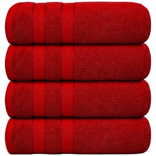 4 X Large Jumbo Bath Towels 100% Egyptian Cotton -75 x 150 cm- Soft Quick Dry Hotel Spa Big Bathroom Towels Set