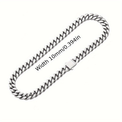 Hip Hop Non-Fading Glossy Stainless Steel Necklace Four Sides Grinding 8.10.12Mm Cuban Chain European And American Rap Men'S Accessory Necklace