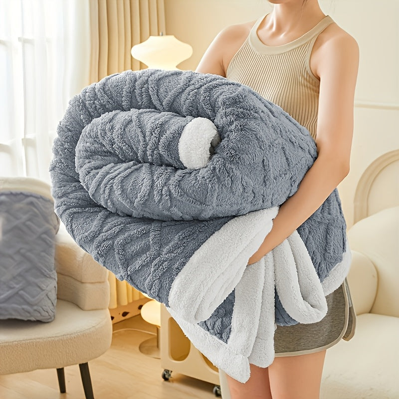 Thickened Throw Blanket, Soft, Cozy Geometric Pattern, Lightweight & Durable for Office Naps, Sofa, Dorms, Gift - 300-350GSM, Machine Washable, Perfect for All Seasons, Local Warehouse