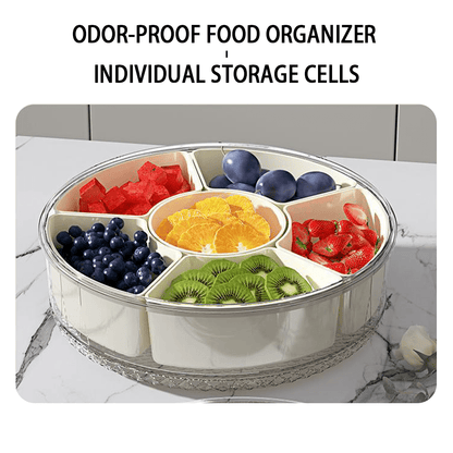 Divided Snack Box with Lid&Handle,6-compartment Snack Box, Reusable Rotating Snack Tray Veggie Fruits Container, Candy Fruit Nut Snack Party Entertainment Picnic Portable Tray