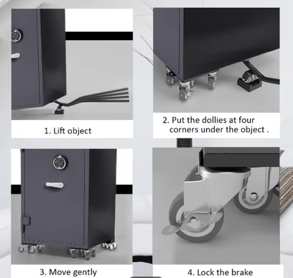 1 Set Five Wheel Load-Bearing Moving Universal Wheel Moving Tools, Universal Wheel with Brake, Equipped with Extended Pry Bar+4 Pads+4 Pads, Suitable for Heavy Objects Such As Beds, Sofas, Refrigerators, Air Conditioners, Washing Machines