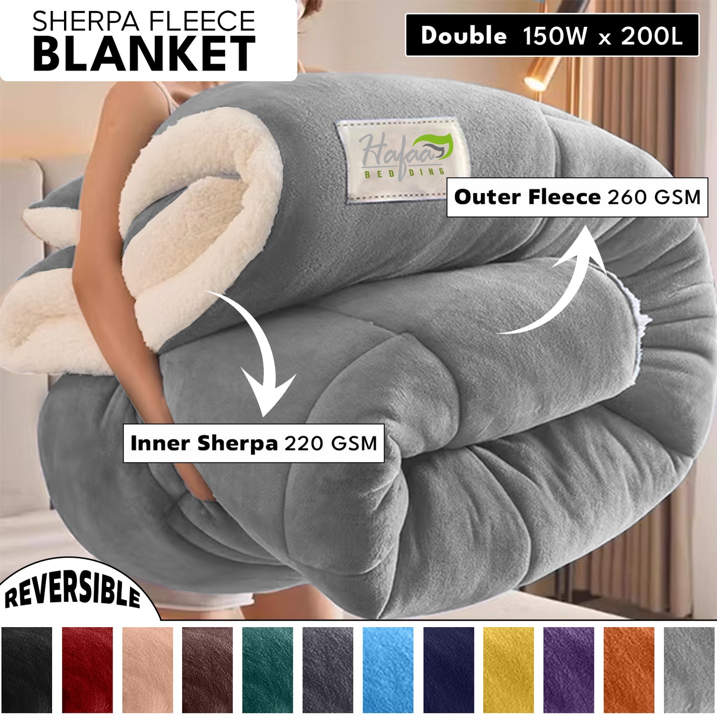 Soft Cozy Sherpa Blanket, Double-Sided Throw Blanket, Contemporary Design, Warm Throw for Couch, Bed, Office and Travel, Versatile All-Season, Perfect Holiday Gift