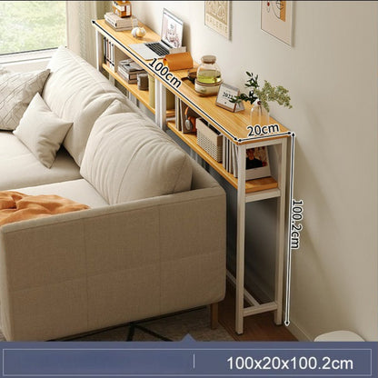 Space Efficient Side Table Single Double Tier Wall Mounted MDF Shelf with Metal Frame Multi Functional Narrow Table with Storage Hallway Bedroom Table 80x20cm Wood Black White Frame