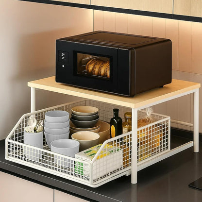 Two-Tier Metal Kitchen Countertop Organiser with Drawers - construction detail 14