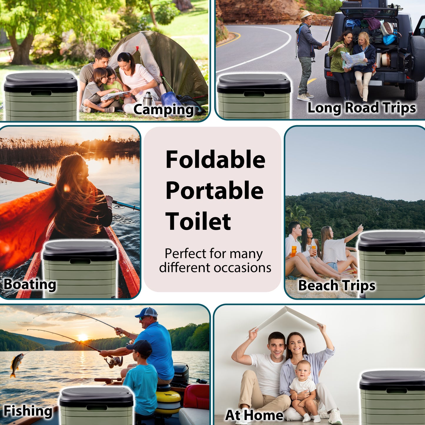 24L Portable Camping Toilet – Compact Outdoor Travel Potty Loo for Caravan, Folding Toilet, Fishing, Hiking, Festivals & Picnics – Lightweight, Easy-Clean Design