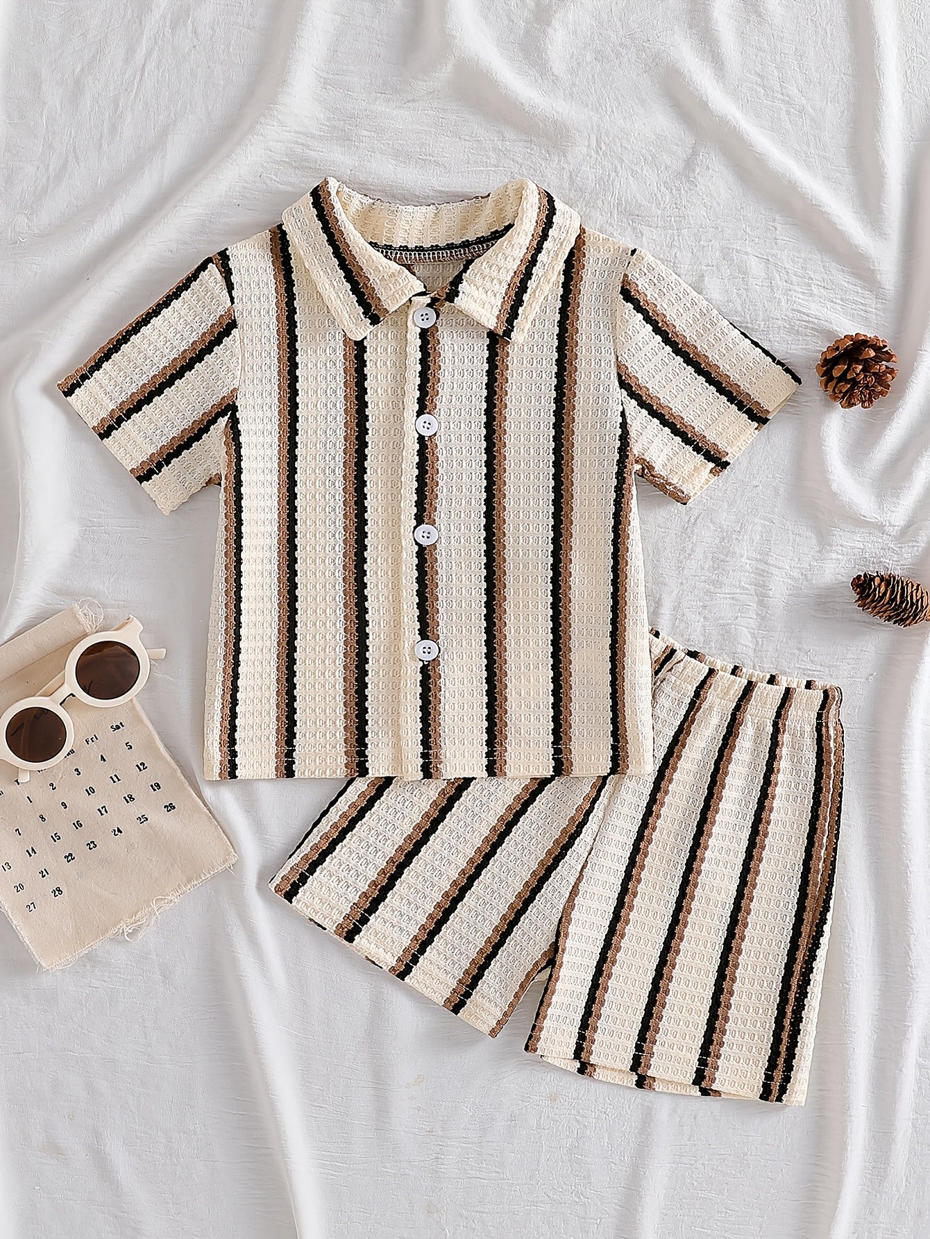 Boys' Waffle-Knit Shirt and Shorts Set - construction detail 22