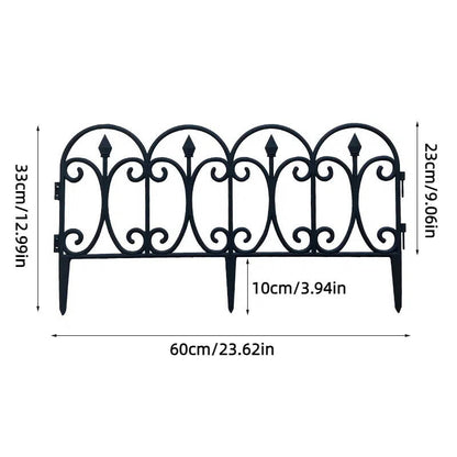 6 Packs - European Plastic Garden Fence, Wrought Iron Effect Garden Fence Practical Garden Fence, Durable, Can Withstand The Weather, Black Size: 60x33cm/23.62x12.99inch.