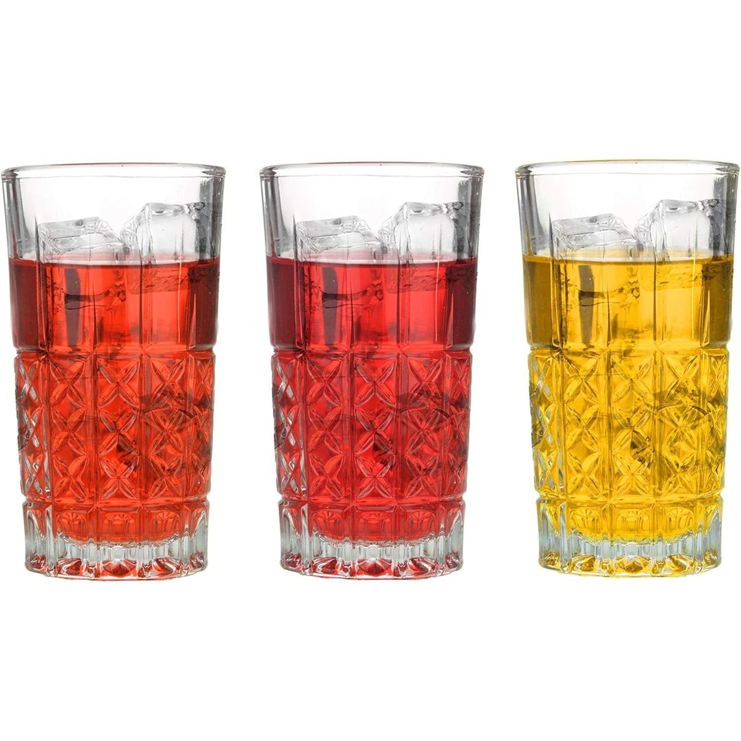 Highball Glasses Cocktail Water Crystal Cut Look Hi-Ball Tumblers Mixed Cocktail Water Juice Drinking Glasses Dishwasher Safe, Home Party Bar Restaurant