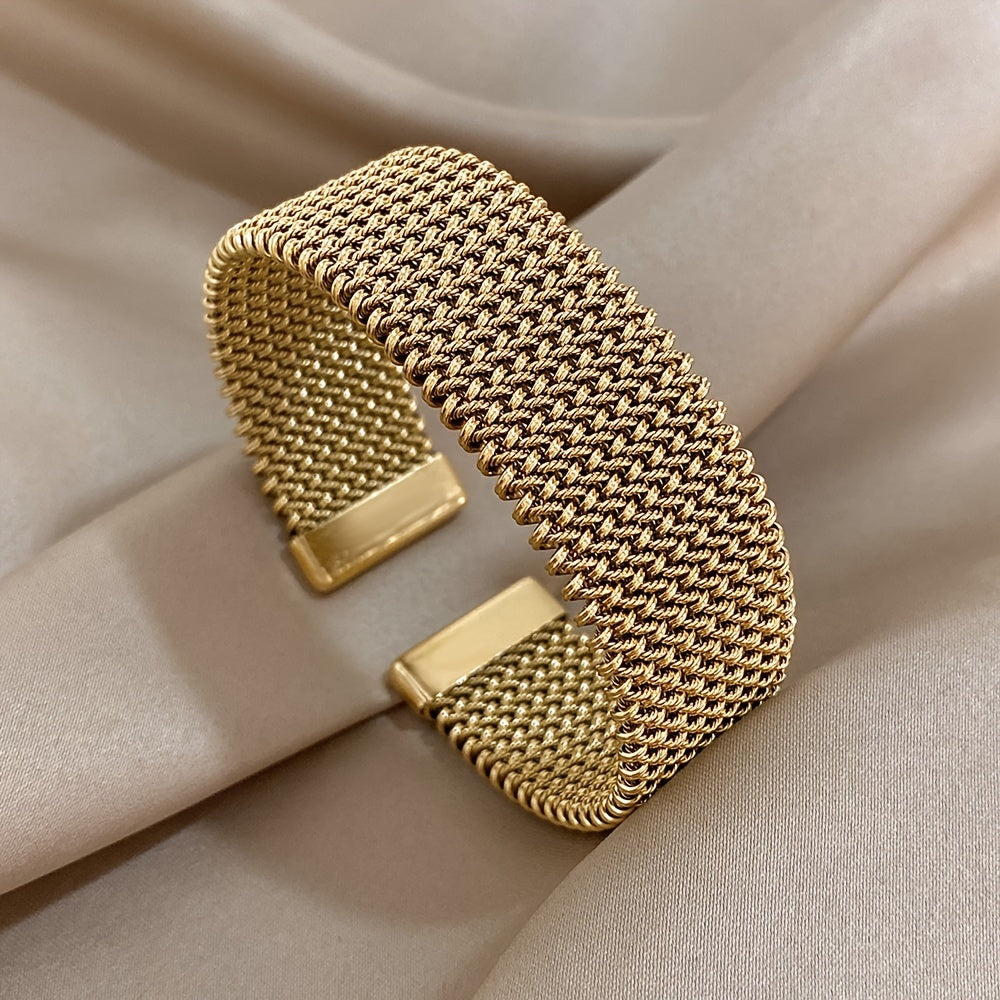Vintage Stainless Steel Braided Mesh Open Bangle bangle bracelet, Classic Cuff Waterproof Jewelry, for Women Men Daily Party Wear Jewelry Accerssories Giftsnew Year'S Gifts Valentine'S Day Gifts