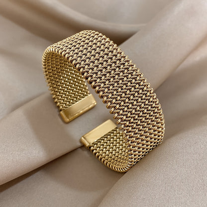 Vintage Stainless Steel Braided Mesh Open Bangle bangle bracelet, Classic Cuff Waterproof Jewelry, for Women Men Daily Party Wear Jewelry Accerssories Giftsnew Year'S Gifts Valentine'S Day Gifts