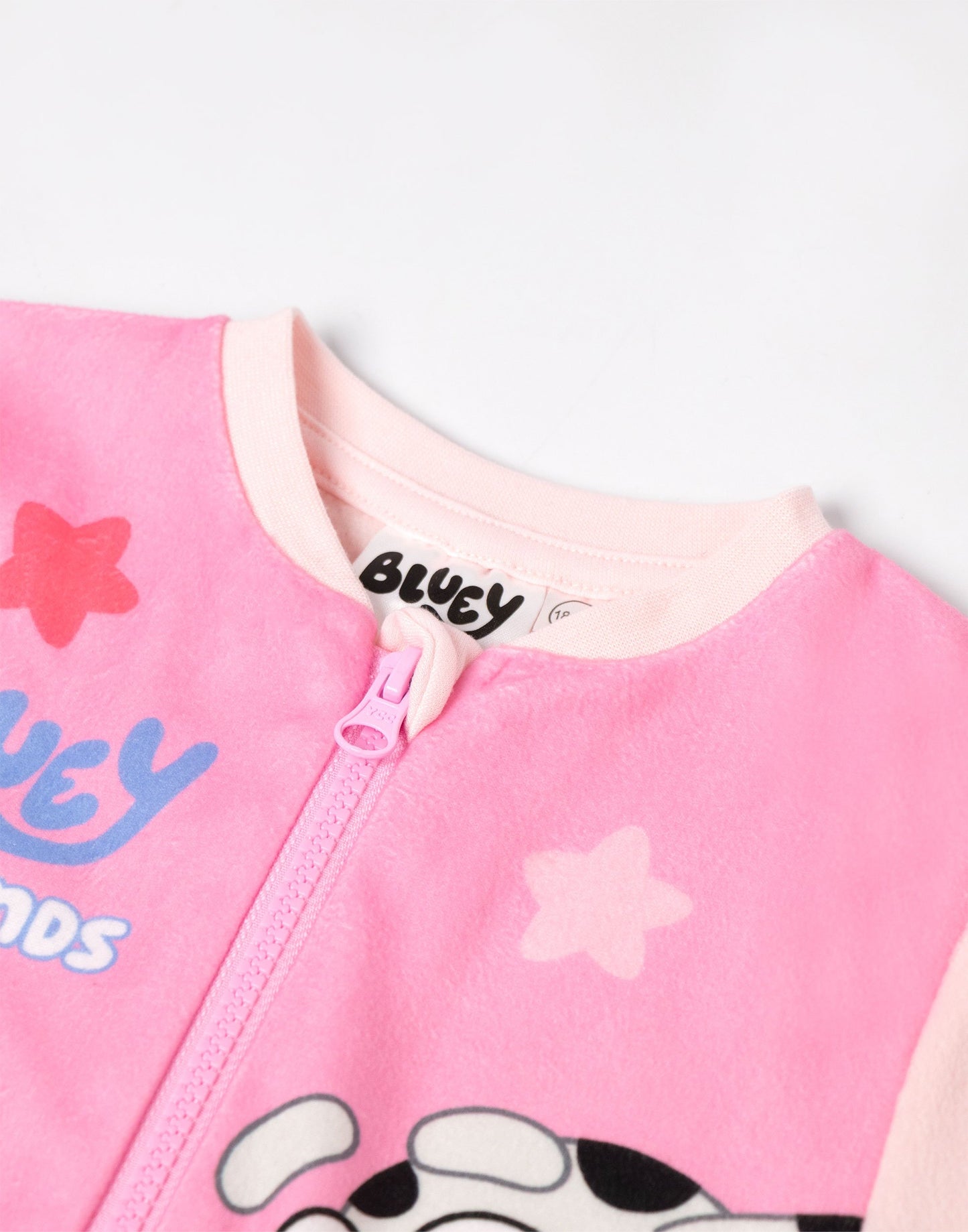 Bluey & Friends Girls Pink Onesie | Long Sleeve Zip-Up Microfleece with Bluey, Bingo, Chloe & Mackenzie | for Kids | Comfy Nightwear | Bluey Merch - 3-4 Years