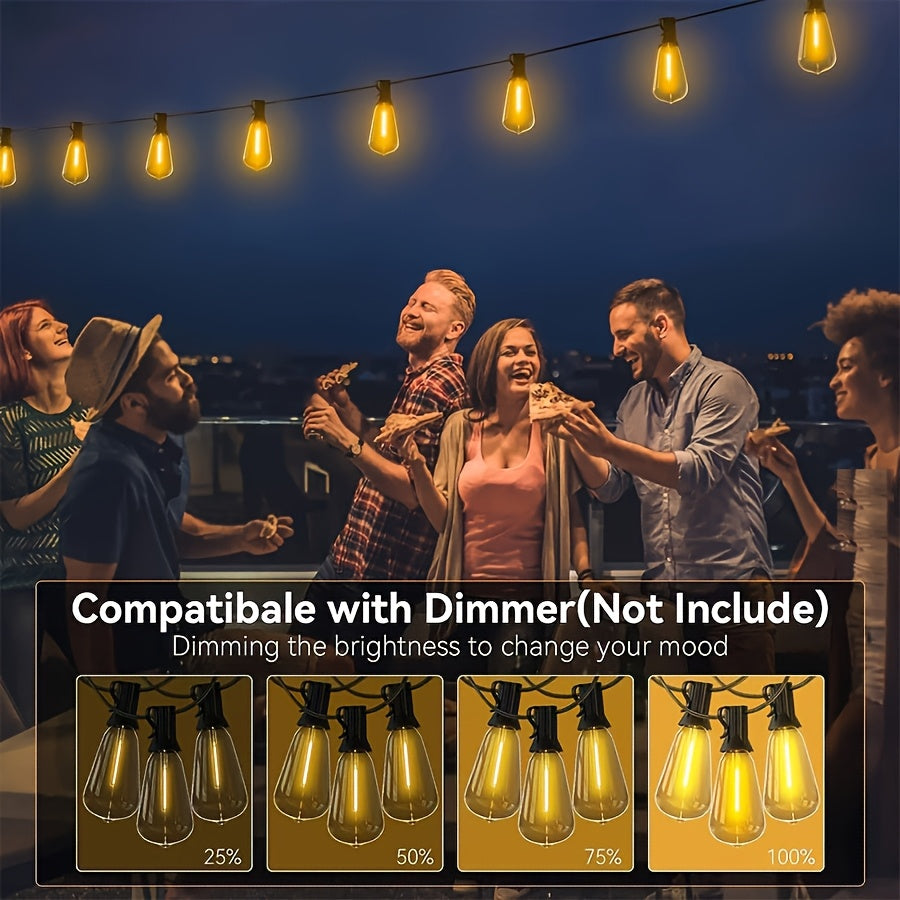 50F/30.48meter(15.24meter*2) LED Outdoor Courtyard Lights - with Remote Control, And Edison Bulb, Solar Powered, Automatic On/off, Energy-saving And Worry-free, Can Be Connected for Garden Porch Backyard Balcony Cafe Lighting