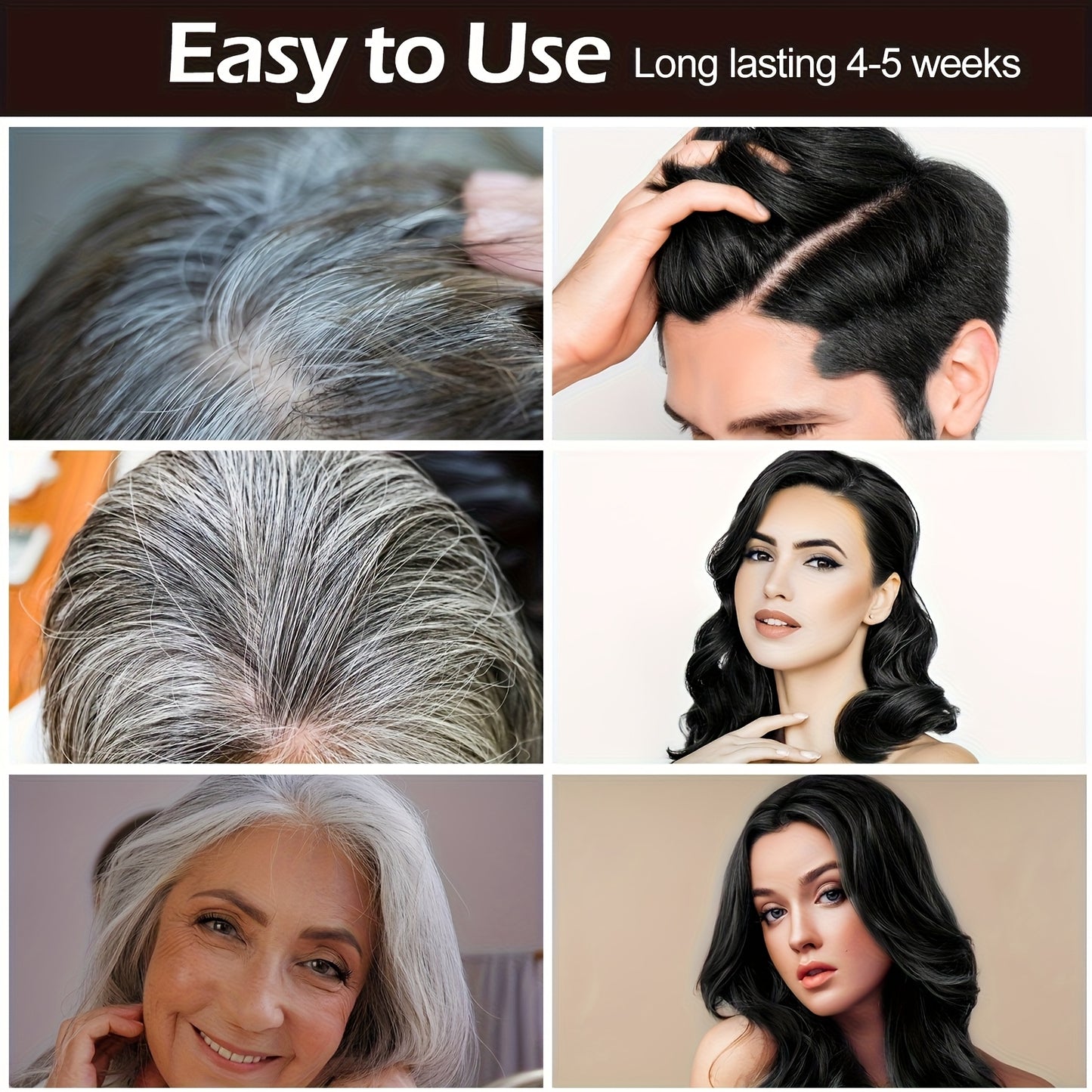 Herbal Hair Dye Shampoo 500ml – 3-in-1 Instant Grey Hair Colour Shampoo for Men & Women, Natural Formula with Gloves & Accessories Kit | ShopVora UK