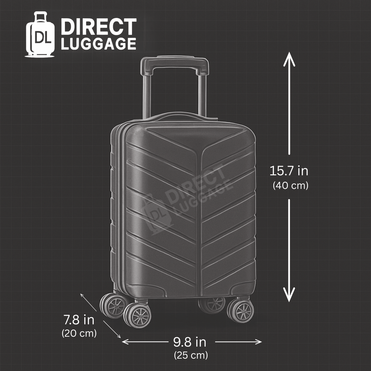 Direct Luggage Underseat Cabin Case 40 x 25 x 20 cm RyanAir Approved Size with Combination Lock and Detachable 360° Wheels T-HC-US-1627