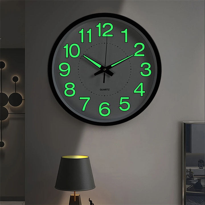 12" Luminous Wall Clock Glow in The Dark Wall Clock Silent Quartz Wall Clocks Non Ticking Sweep Movement, Easy To Read, Perfect for Living Room, Bedroom, Kitchen, Office, Study Room, Dining Room, Halloween Christmas Gifts, Birthday Gifts