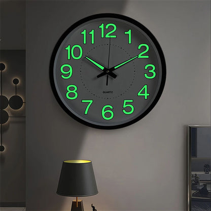 12" Luminous Wall Clock Glow in The Dark Wall Clock Silent Quartz Wall Clocks Non Ticking Sweep Movement, Easy To Read, Perfect for Living Room, Bedroom, Kitchen, Office, Study Room, Dining Room, Halloween Christmas Gifts, Birthday Gifts