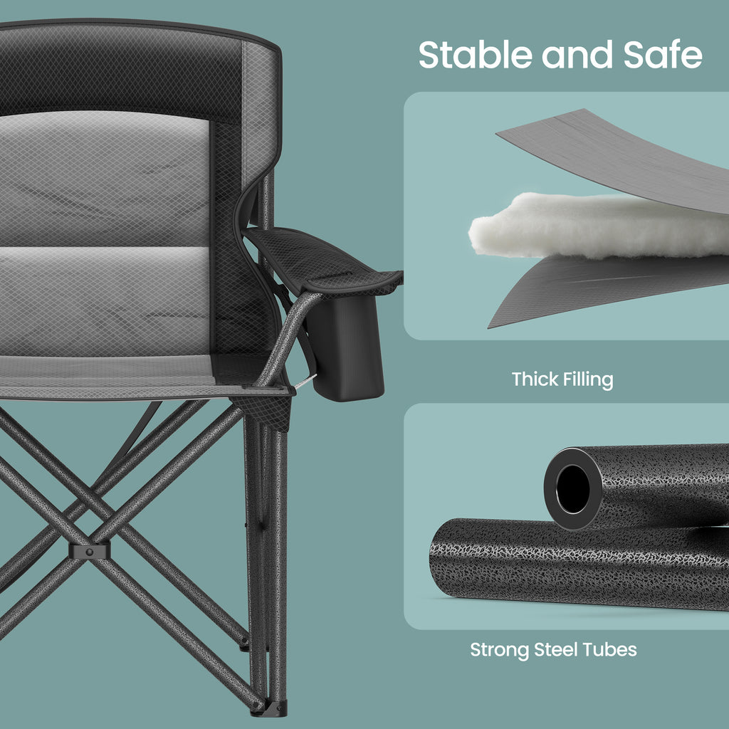 Oversized Folding Camping Chair - Lumbar Support Design