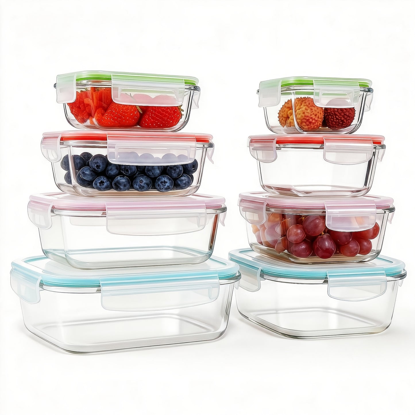 16pcs Sealed Glass Food Storage Containers, Lunch Boxes, Microwave Ovens, Ovens - Perfect for Salads, Fruits, Vegetables, And Sandwiches, Lunch Boxes | Sealed Storage | Durable Glass, Food Storage Containers (8 Lids And 8 Containers)