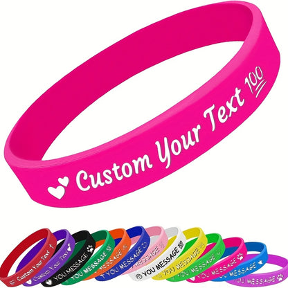 New Hot-Selling 25pcs Silicone Wristbands with Heart Patterns, Customizable with Your Own Text, Unisex Bracelets for Holidays or Daily Wear, Lightweight Wristbands, Suitable for Weddings, Birthdays, Corporate Events, Christmas, Earth Day