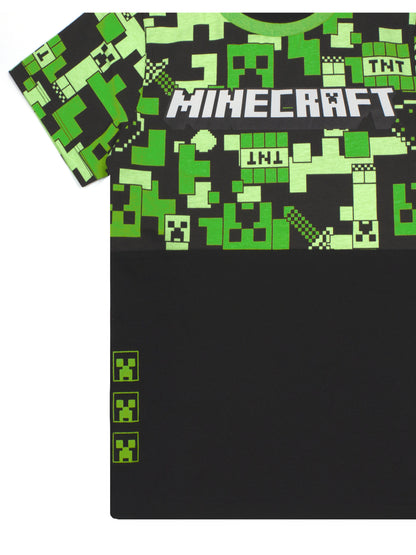 Minecraft Pyjamas for Boys | Kids Long or Short Bottoms Options & Gamer T-Shirt | Children'S Creeper PJ Set Merchandise Gifts 7-8 Years