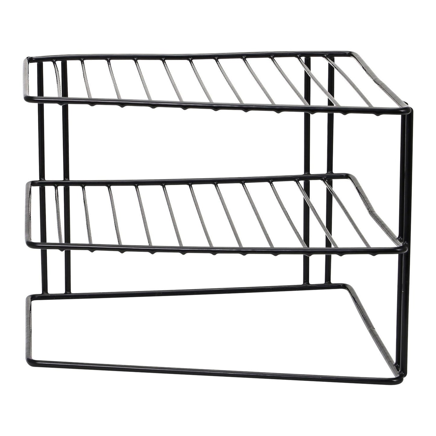 Taylor & Brown 3 Tier Corner Kitchen Plate Bowl Rack Stand Holder Tidy Cupboard Shelf Insert Storage Organiser, Space Saving, H19 x W25.5 x D25.5cm, White