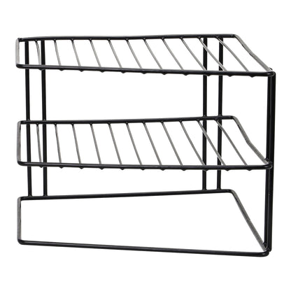 Taylor & Brown 3 Tier Corner Kitchen Plate Bowl Rack Stand Holder Tidy Cupboard Shelf Insert Storage Organiser, Space Saving, H19 x W25.5 x D25.5cm, White