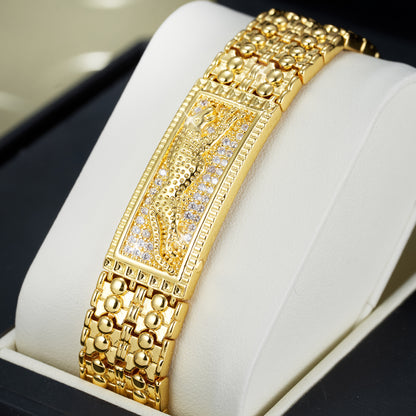 1pc Luxurious and Stylish 18K Gold Plated-plated Copper Bracelet with Leopard and Synthetic Cubic Zirconiaia, an Exquisite Fashion Bracelet Essential for Daily Wear by Both Men and Women