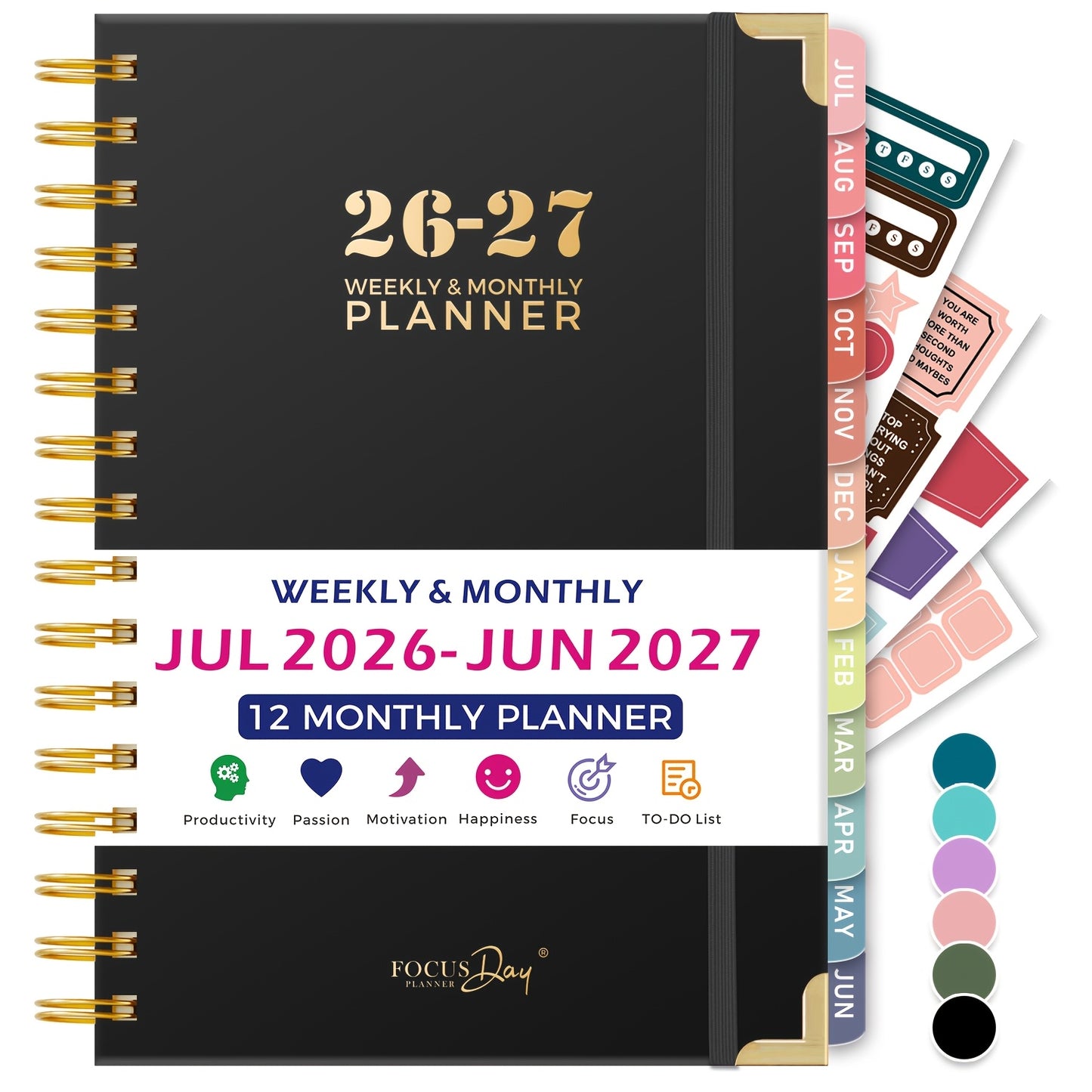 Academic Diary 2026-2027 Week to View, July 2026 - June 2027, A5 Weekly & Monthly Planner with Monthly Tabs, Ruler, 4 Planning Sticker, Teacher Planner for Work, Study Management, 16.5 X 21.4cm, Back to School