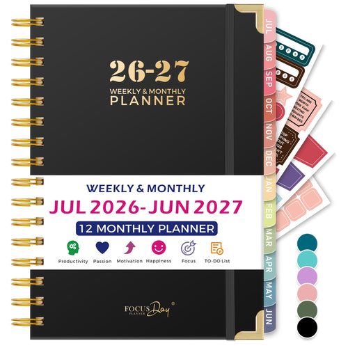 Academic Diary 2026-2027 Week to View, July 2026 - June 2027, A5 Weekly & Monthly Planner with Monthly Tabs, Ruler, 4 Planning Sticker, Teacher Planner for Work, Study Management, 16.5 X 21.4cm, Back to School