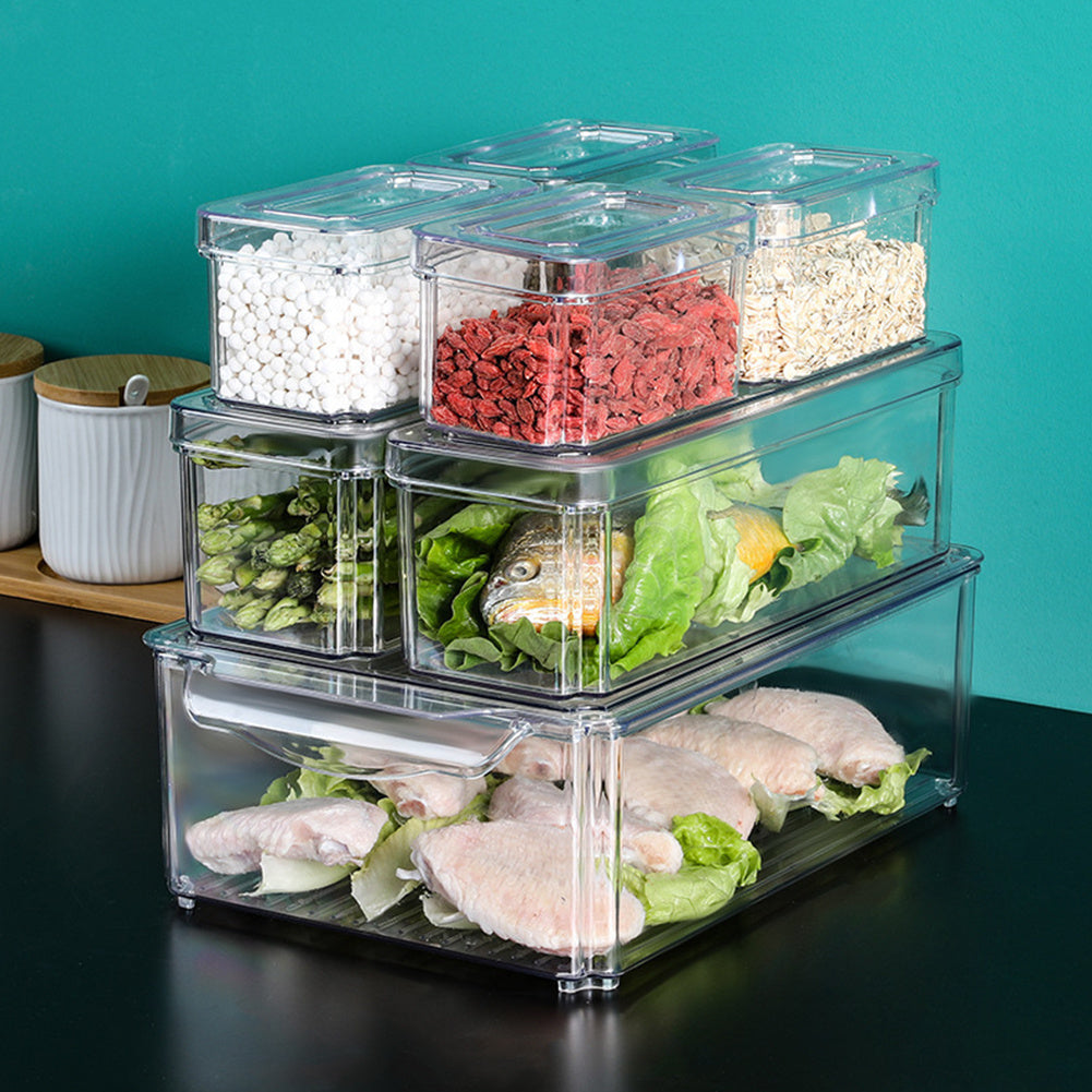7/10-Pack Clear Stackable Refrigerator Organizer Bins - Multi-Purpose Food Storage Containers for Fridge, Freezer, Pantry - Ideal for Fruits, Vegetables, Meat - Durable PET, Easy to Clean, Fridge Storage Boxes and Containers