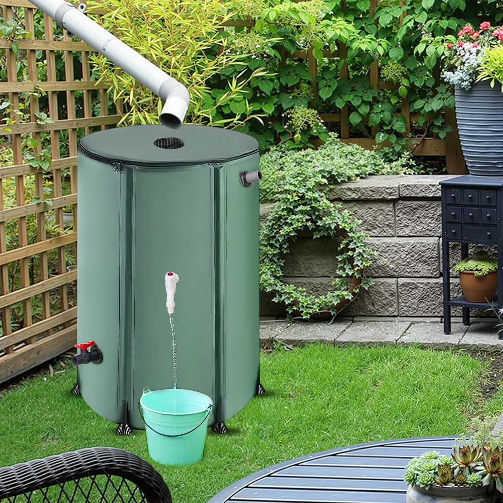 50L/100L/160L/200L Rainwater Collection Tanks, Portable Outdoor Water Tanks, Rainwater Collection System, Container Set with Filter Net and Overflow Device