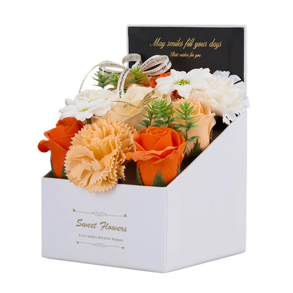 Flower Flower Soap in Gift Box Decorative Soap Artificial Flower Bath Soap for Birthday Valentine'S Day Her Girls Lover Partial soap floral decoration