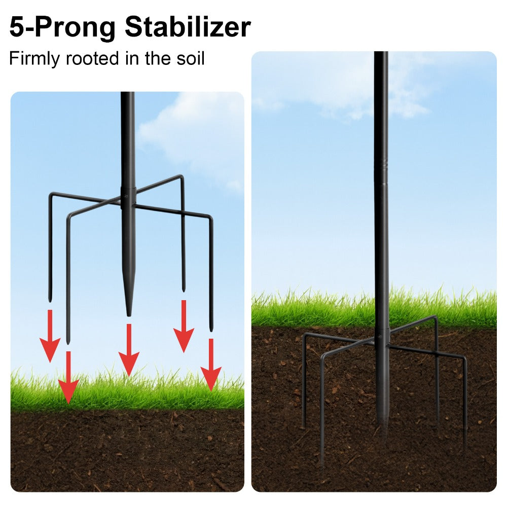 92-Inch Heavy-Duty Iron Shepherds Hooks for Outdoor - Double Bird Feeder Poles with 5-Prong Sturdy Base, Adjustable Plant Hanger Hooks for Garden, Wedding Decor, Bird Feeders & Lanterns - Easy Installation, Traditional Design, Bird Feeder Hanging Poles, G