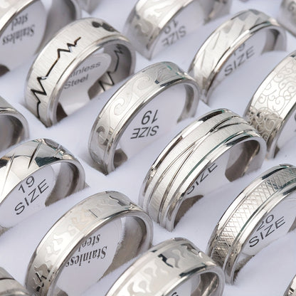 Over 20 Styles of Waterproof Stainless Steel Rings with Real Golden Plating And Intricate Hollowed-Out Striped Engravings
