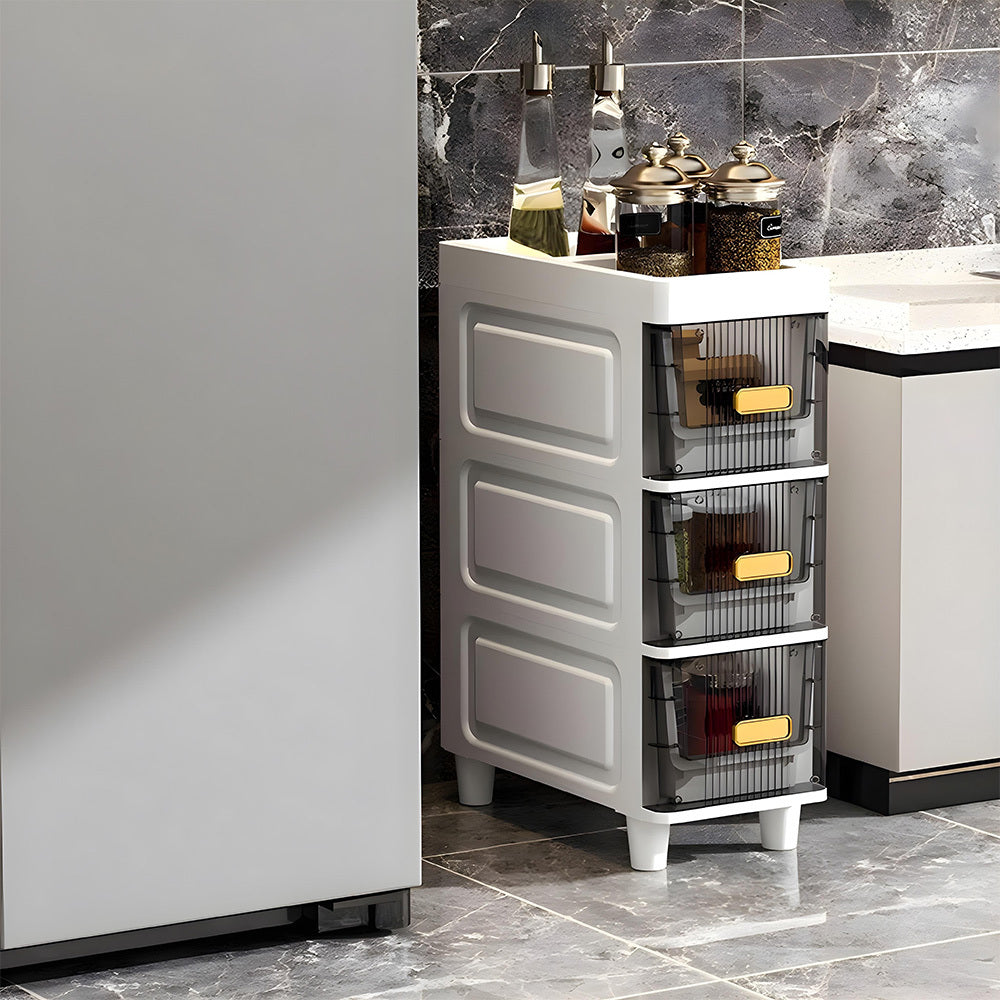 1pc 3-layer Narrow Slit Storage Cabinet, Portable Luxury Bathroom Storage Cabinet, Living Room Sofaside Snack Cabinet, Cosmetics Storage Cabinet, Top Storage Multi-purpose, Suitable for Small Spaces, Closets, Bedrooms, Bathrooms and Laundry Rooms, 18*38*5