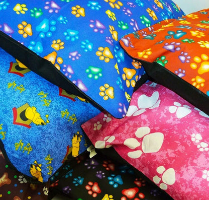 Soft Dog Cushion Bed with Removable Washable Cover – Printed Pet Pillow Mat for Dogs & Cats, Medium Large Jumbo Sizes, Ideal for Home Crate Sofa & Travel, Random Colours