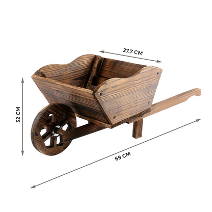 Wooden Wheelbarrow Planter | Wooden Planter for Outdoor | Wooden Flower Cart | Indoor plant Pot | Heavy Duty Rustic Wooden Flower Pot for Garden, Balcony and Patio