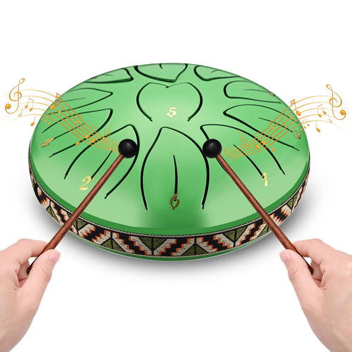 Steel Tongue Drum, 6 Inch 11 Tone Hand Pan Drum, Beginner Percussion Instrument with Carry Bag, Fingerpick, and Mallets for Meditation Yoga Sound Healing