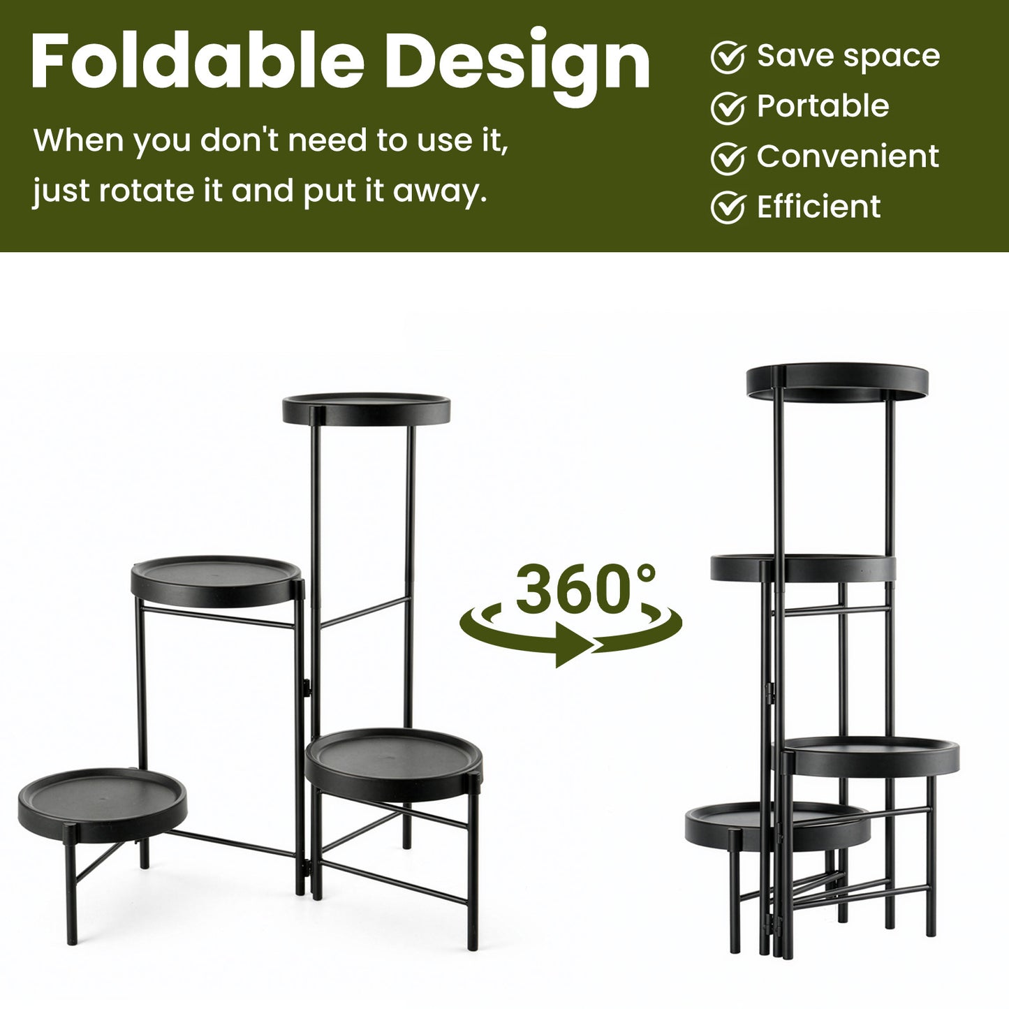 Metal Plant Stand with - Floor-Standing Indoor/Outdoor Shelf, Layered Flower Pot Display for Succulents, Herbs, Potted Plants - Sturdy Iron Shelf with - for Living Room, Balcony, - Modern & traditional Decor, -Free