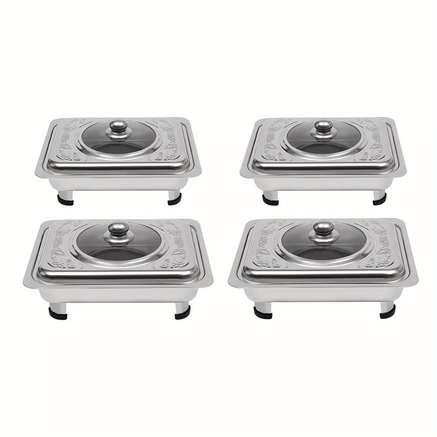 4pcs Buffet Dish Tray Food Plate Server Food Warmer Chafing Dish Serving Tray UK