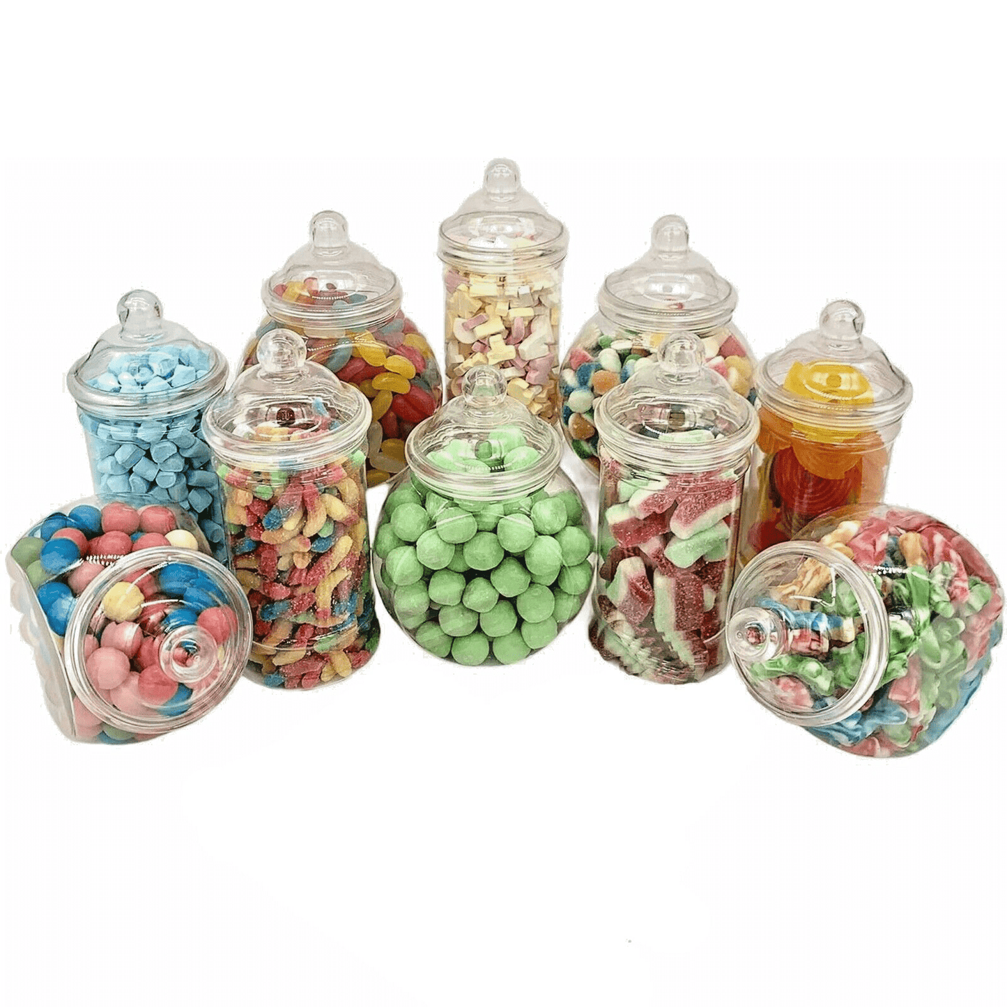 10 Cute Retro Style Food Grade Plastic Candy Jars for Do-it-Yourself Truly Sweet Candy Buffet, Sweet Table, Party Favour table