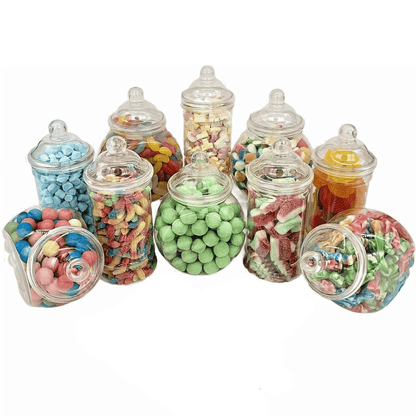 10 Cute Retro Style Food Grade Plastic Candy Jars for Do-it-Yourself Truly Sweet Candy Buffet, Sweet Table, Party Favour table