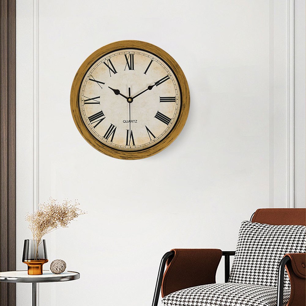 1PC multi-functional clock wall clock with fun thick frame and durable gold/white clock, 25*25*7CM