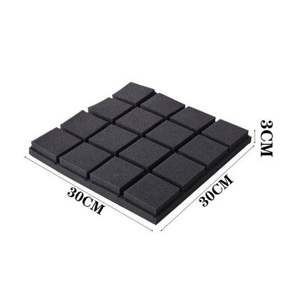 12 Black High-density Polyurethane Sound Insulation Foam Panels - Square Dust-free Sound Absorption Foam Panels, Suitable for KTV/recording Room/tympanum, Size 30 * 30 * 3cm