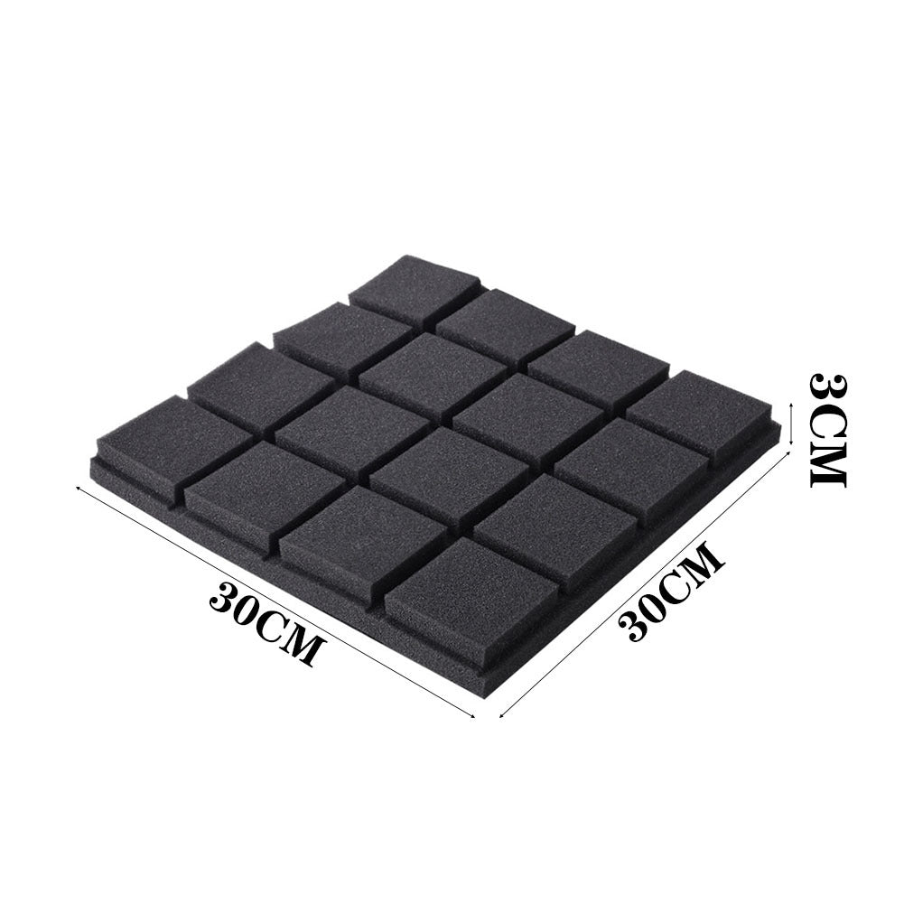 12 Black High-density Polyurethane Sound Insulation Foam Panels - Square Dust-free Sound Absorption Foam Panels, Suitable for KTV/recording Room/tympanum, Size 30 * 30 * 3cm